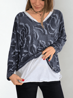 Sweater Italiano Estampado con Polera, color Azul