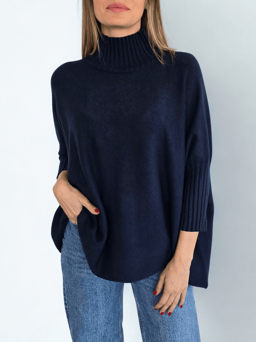 Sweater Italiano manga 3/4, color Azul Marino