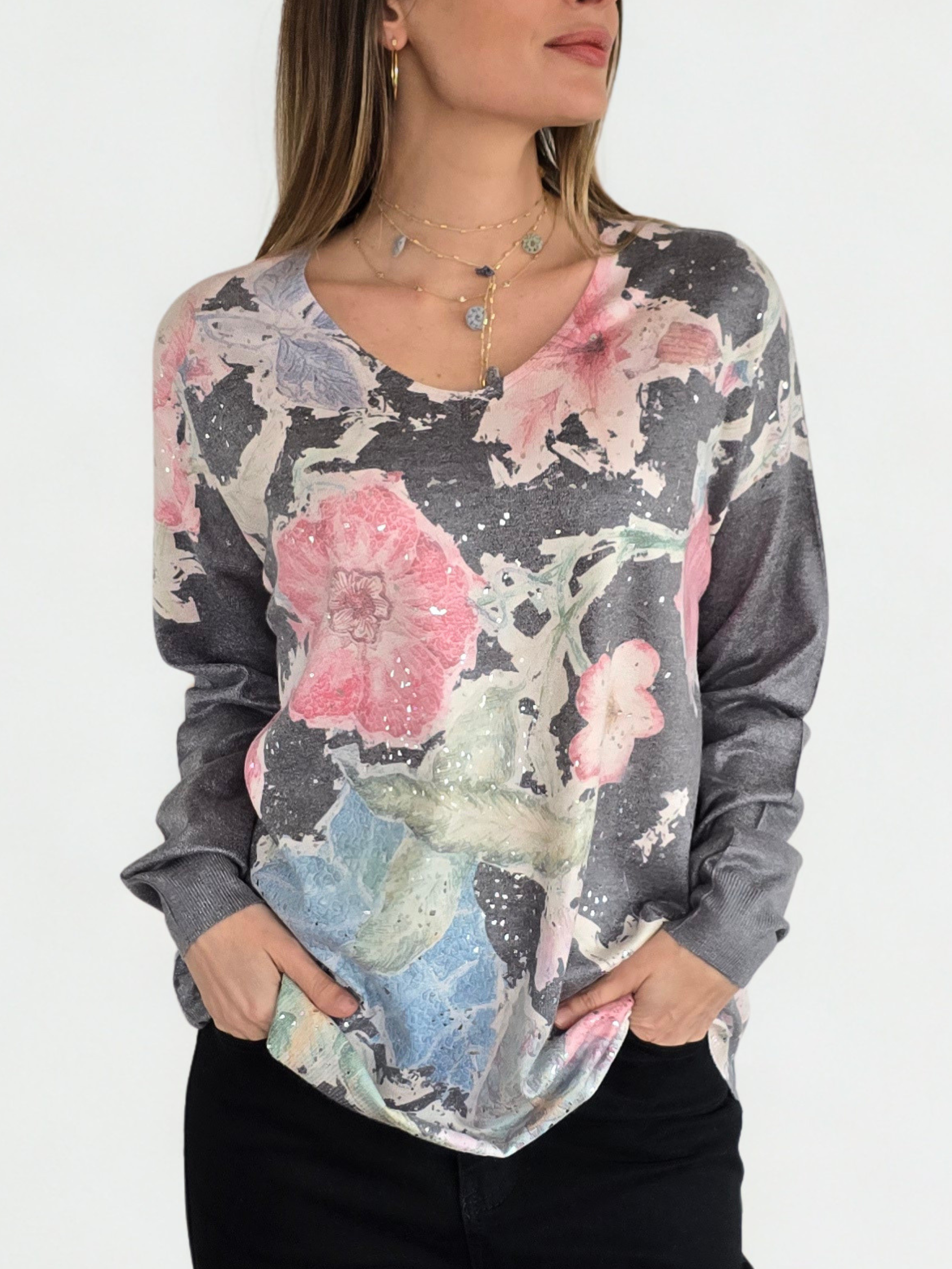 Sweater Estampado, fondo Marengo