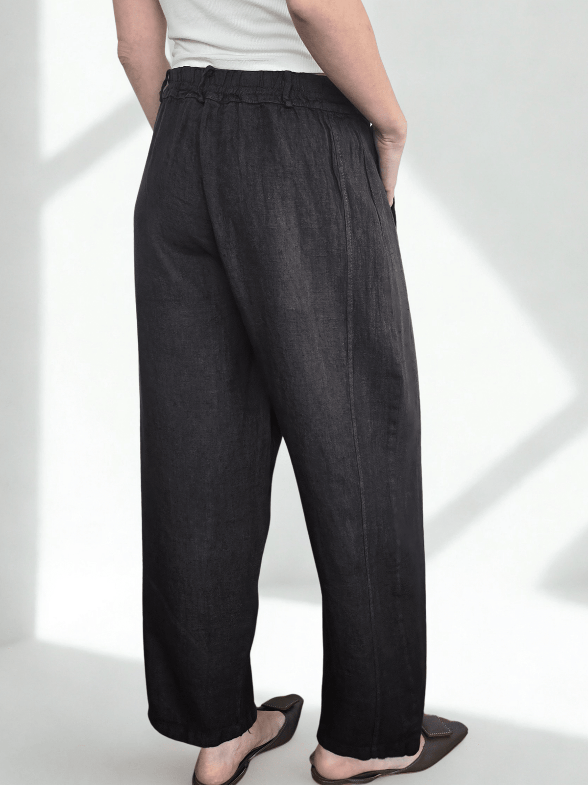 Pantalón Italiano 100% Lino, color Chocolate