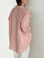 Blusa Italiana 100% Lino Ancha, color Rosado