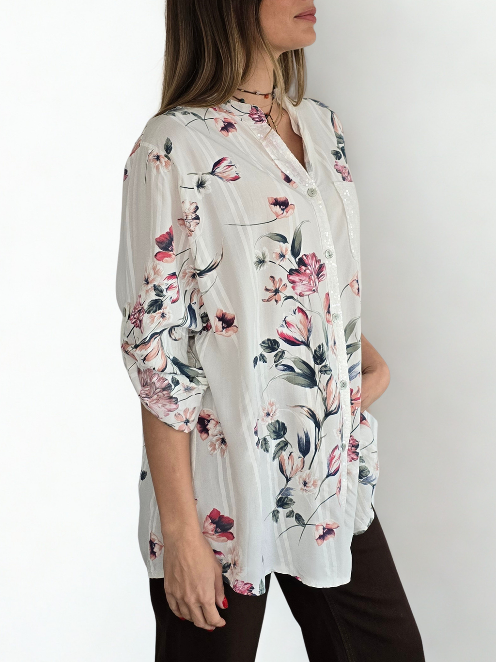 Blusa Italiana Estampada, fondo Blanco