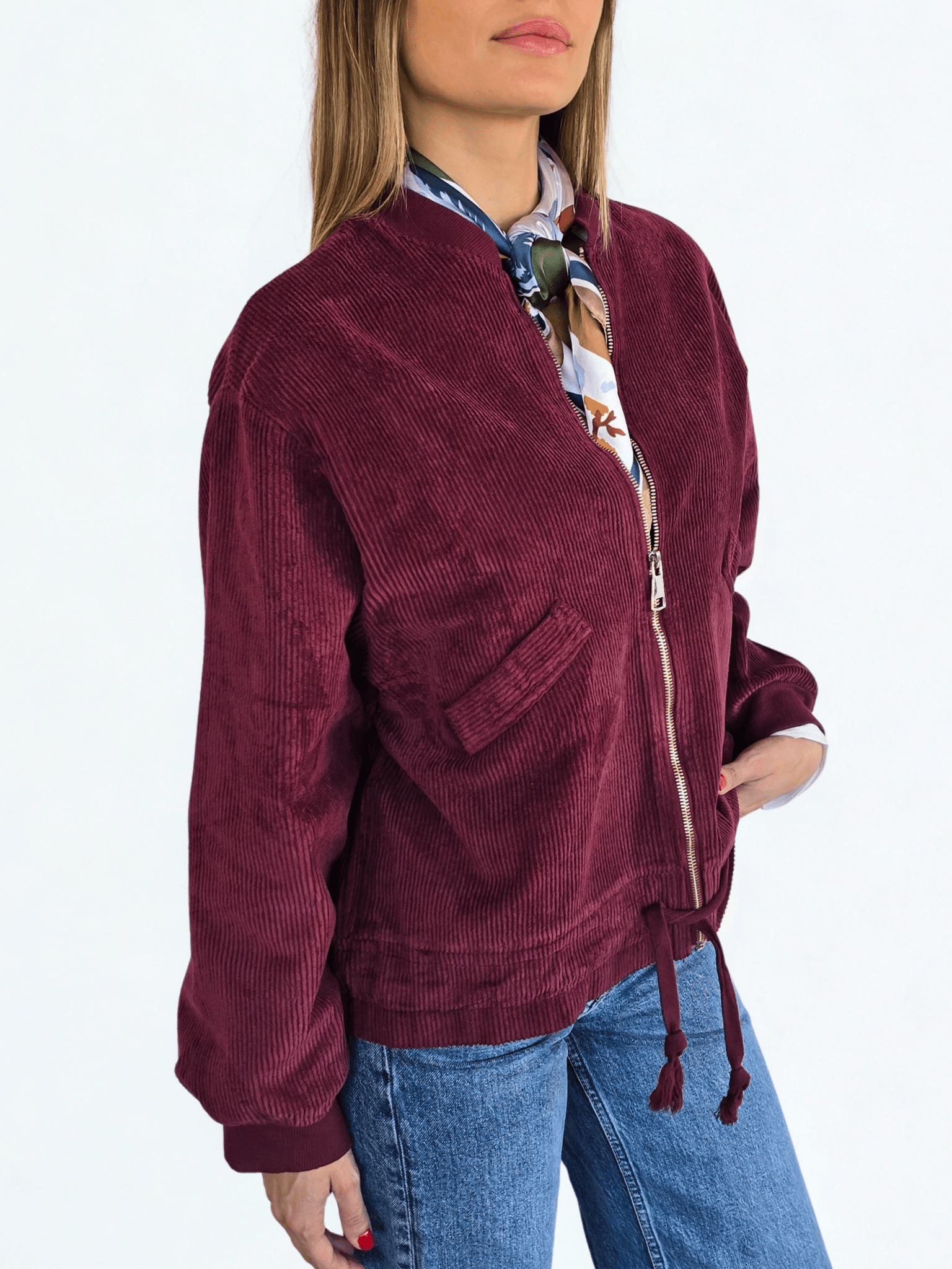 Chaqueta Italiana Bomber, color Burdeo