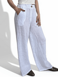 Pantalón 100% Lino Italiano, color Blanco