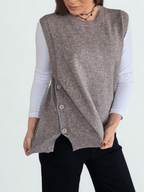 Sweater sin mangas Botones, color Taupe