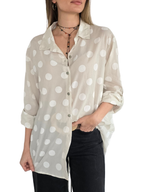 Blusa Italiana Lunares, color Beige