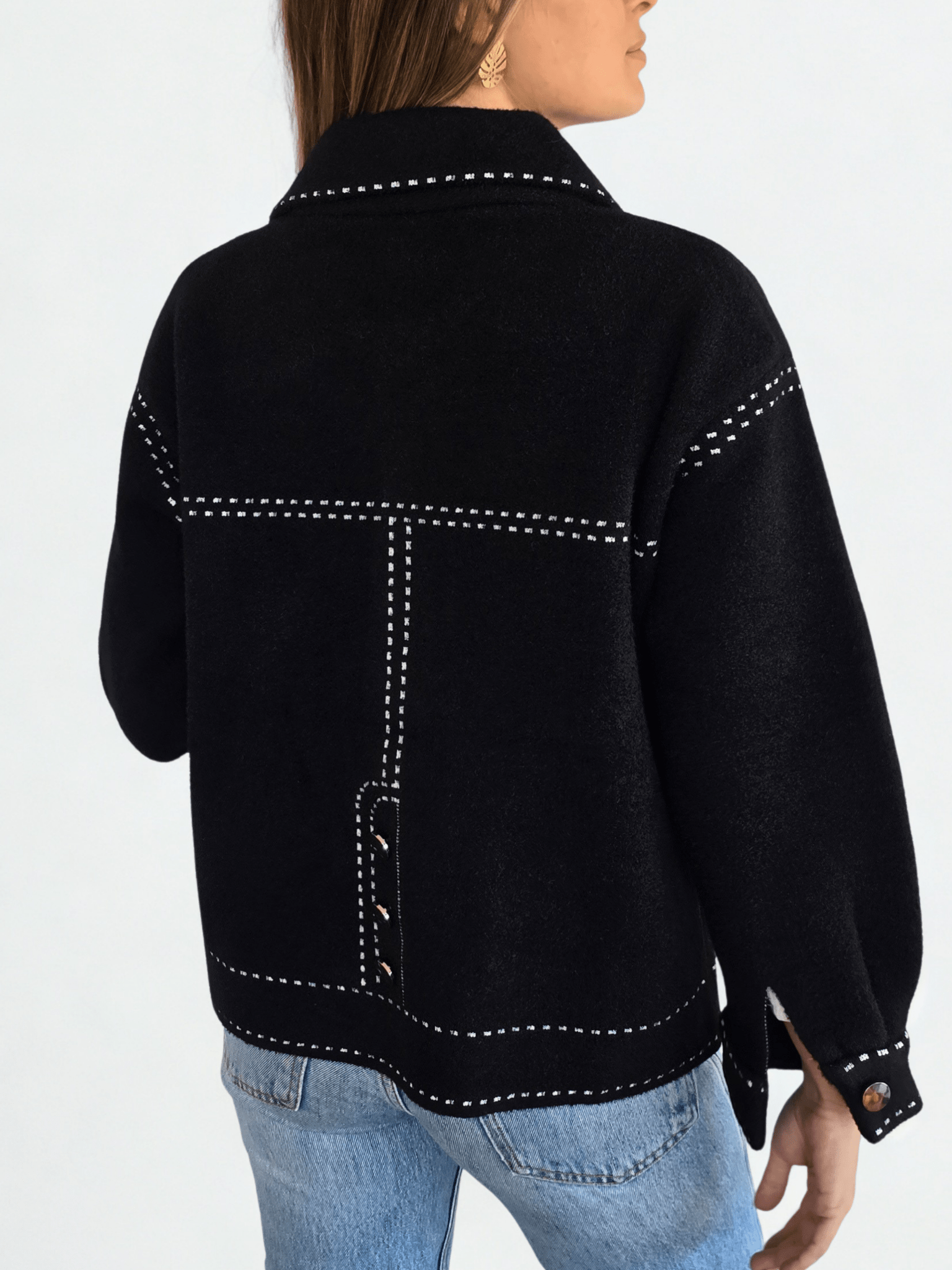 Chaqueta con pespuntes, color Negro