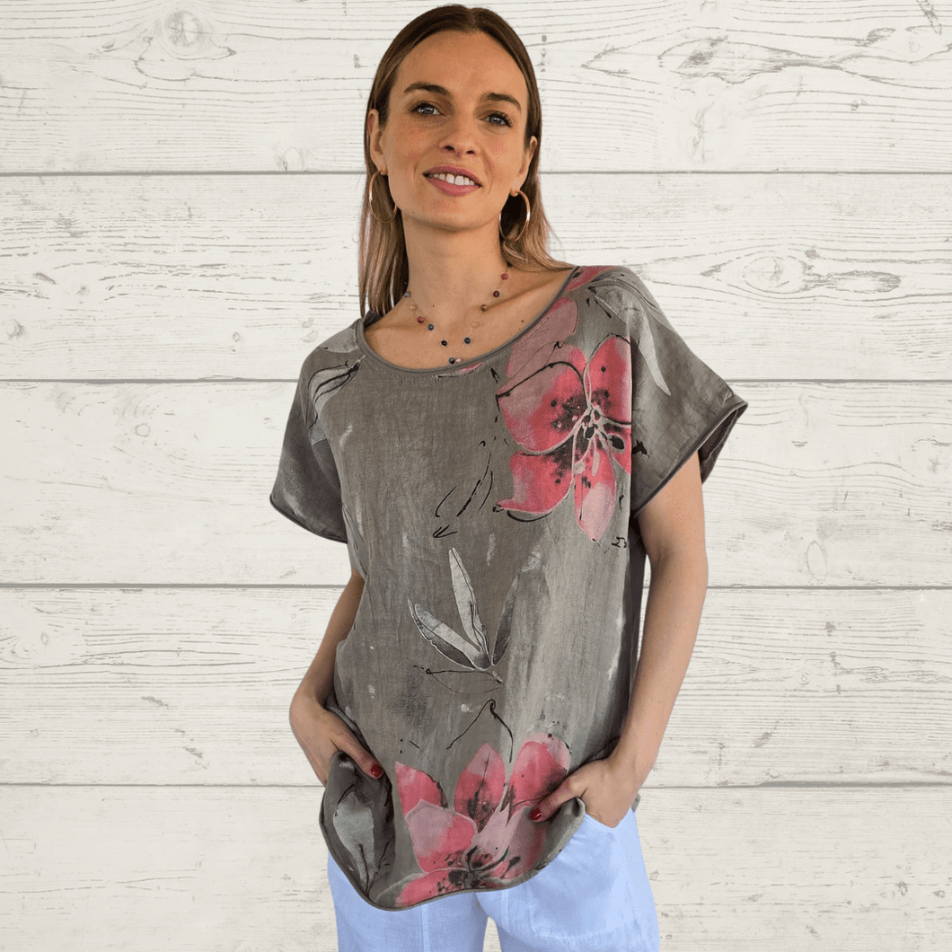 Blusa Italiana Estampada, fondo Taupe