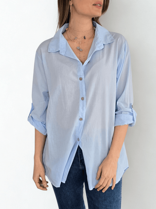 Blusa Italiana 100% Algodón, color Celeste