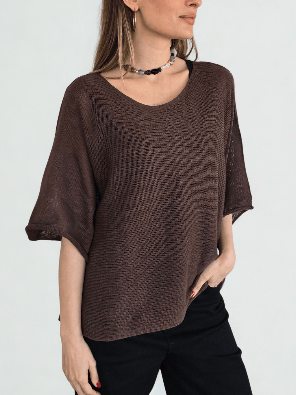 Sweater Italiano de Hilo, color Chocolate