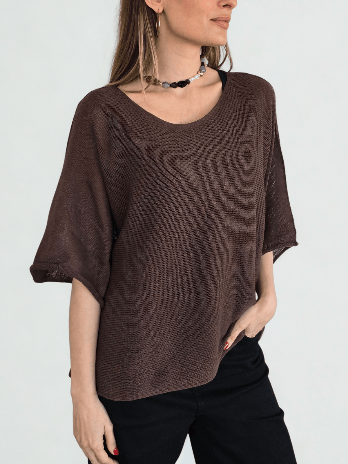Sweater Italiano de Hilo, color Chocolate