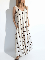 Vestido Lunares, fondo Beige