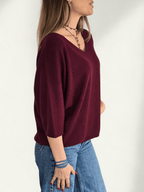 Sweater Italiano Manga 3/4, color Guinda