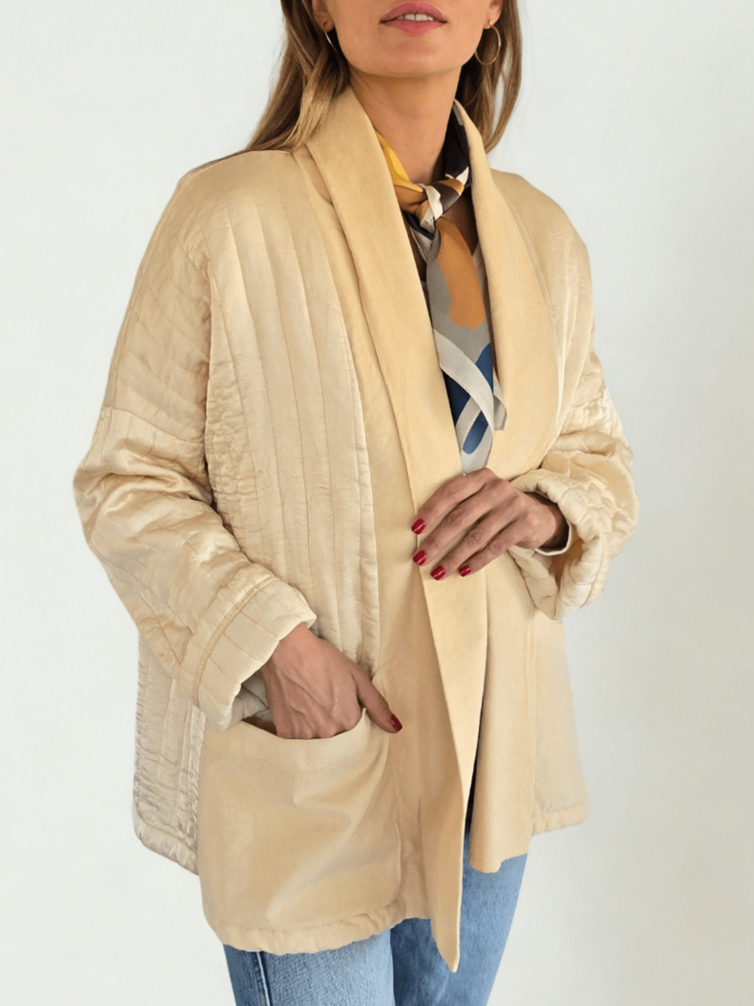 Chaqueta Italiana Lineal, color Mantequilla