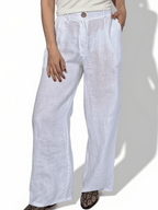Pantalón 100% Lino Italiano, color Blanco