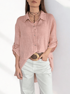 Blusa Italiana ancha 100% Lino, color Rosado