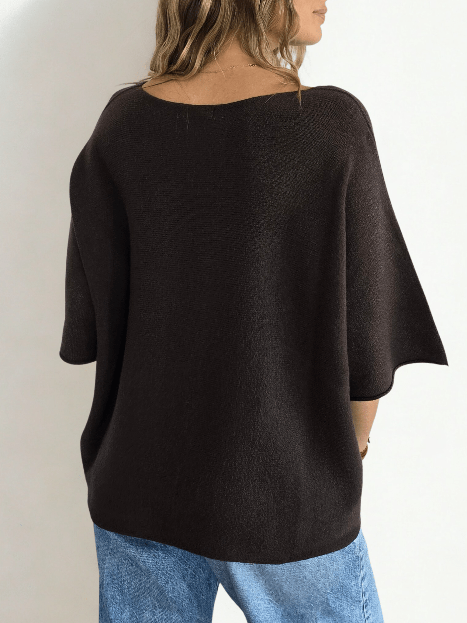 Sweater Italiano Manga 3/4, color Chocolate