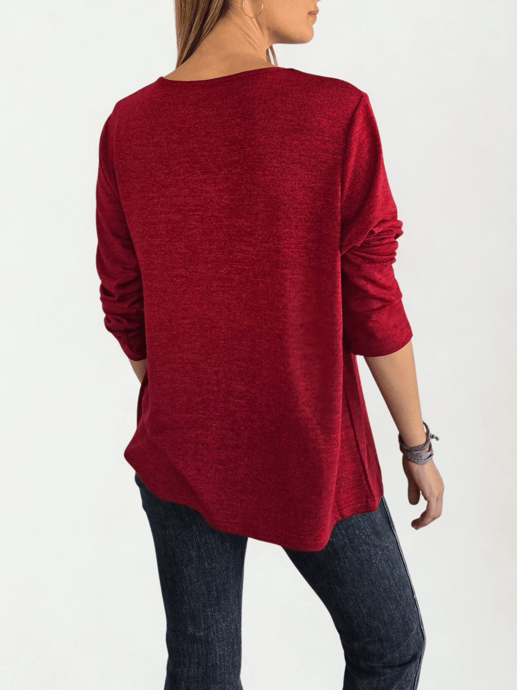 Polera Tres botones, color Burdeo
