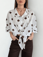 Blusa Italiana Lunares, fondo Blanco