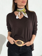 Sweater Escote en V, color Chocolate