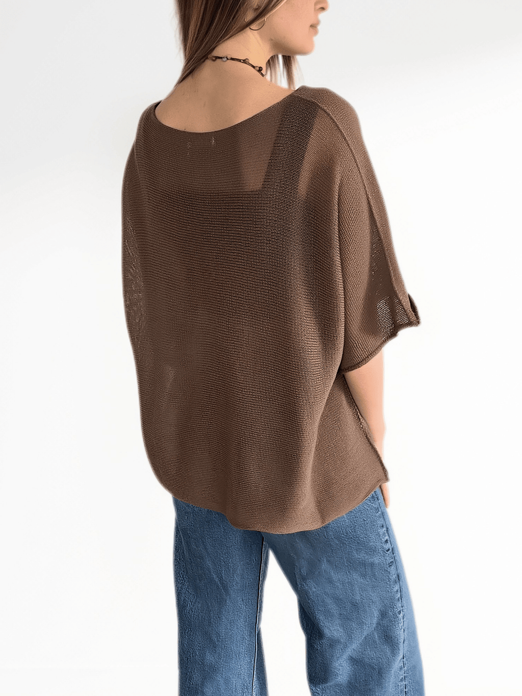 Sweater Italiano Manga 3/4, color Chocolate