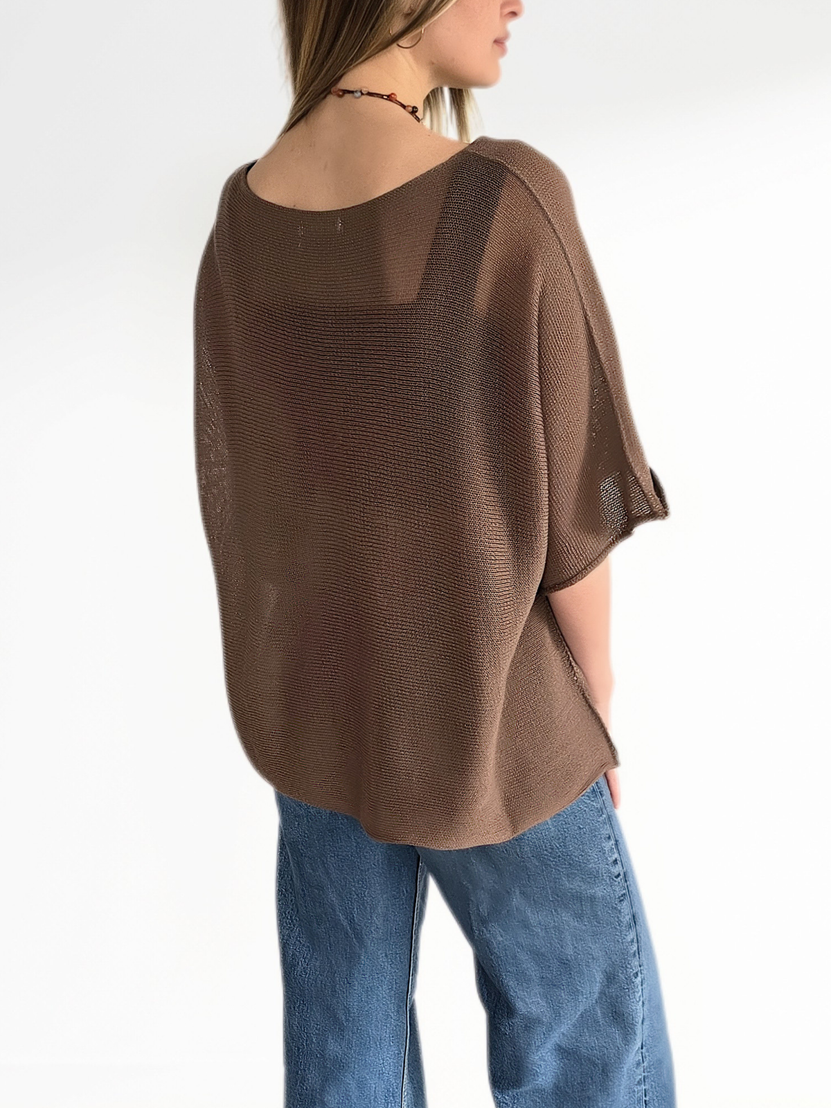 Sweater Italiano Manga 3/4, color Chocolate