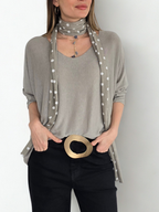 Sweater Italiano con Polera y Pañuelo, color Taupe
