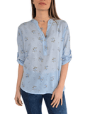 Blusa Italiana Flores, fondo Celeste