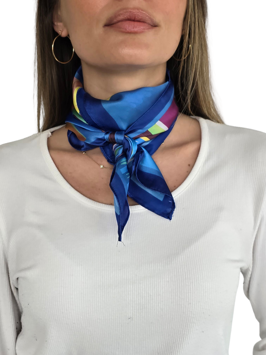 Pañuelo Estampado, Orilla Azul Rey