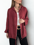 Chaqueta Italiana 100% Lino, color Guinda
