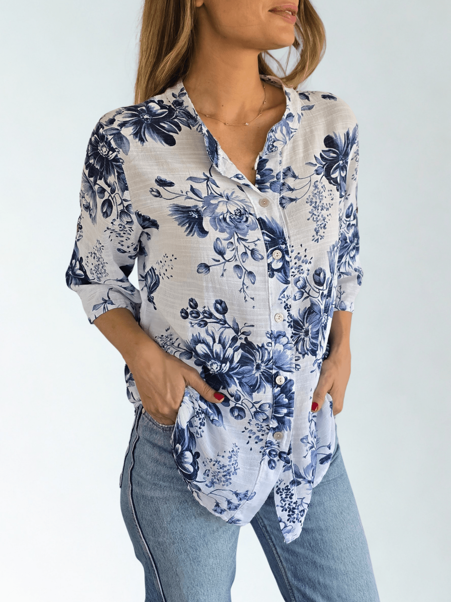 Blusa Italiana Nápoles, fondo Blanco
