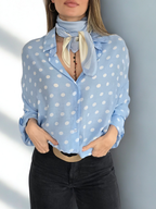 Blusa Lunares, color Celeste