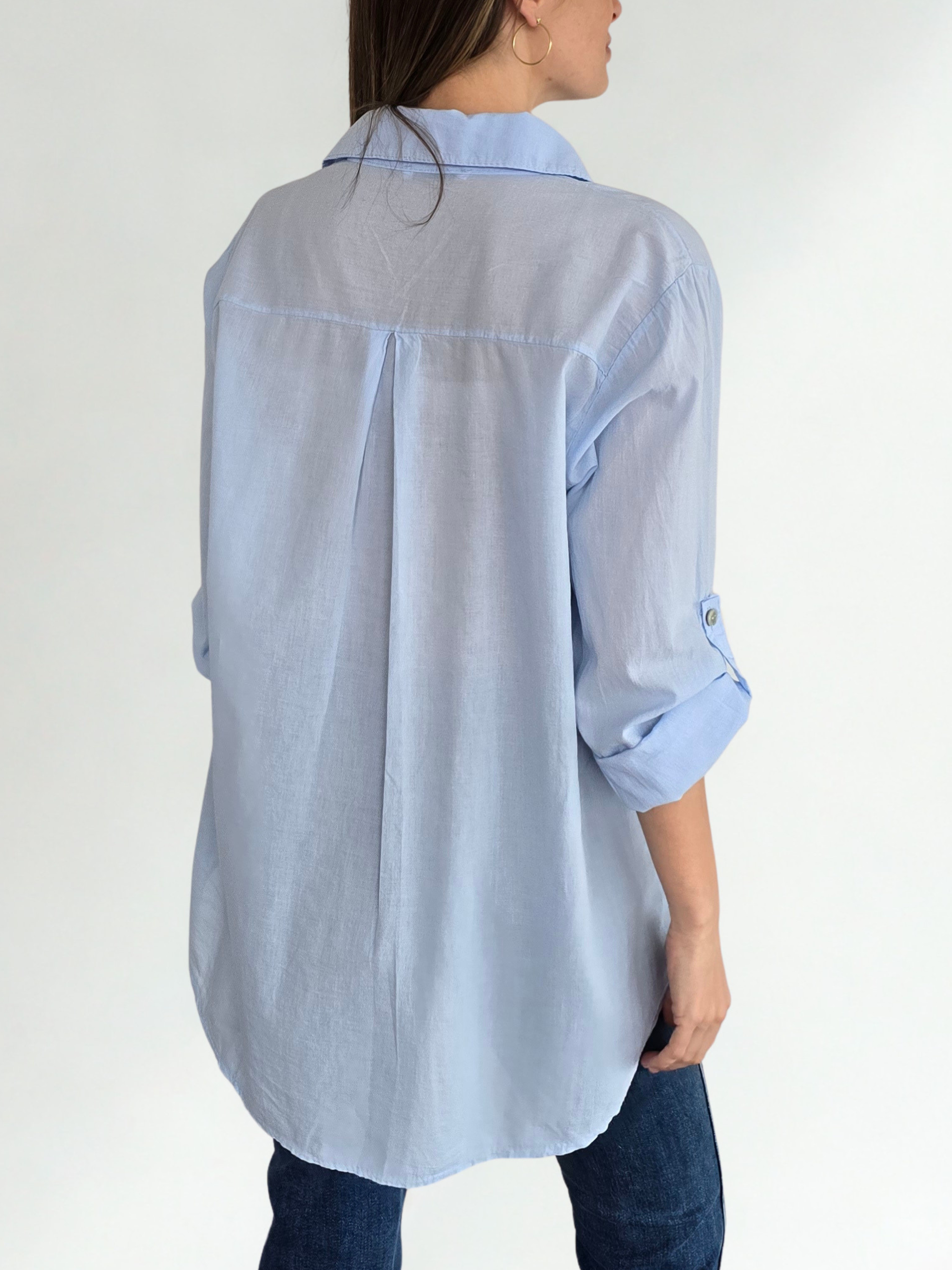 Blusa Italiana 100% Algodón, color Celeste