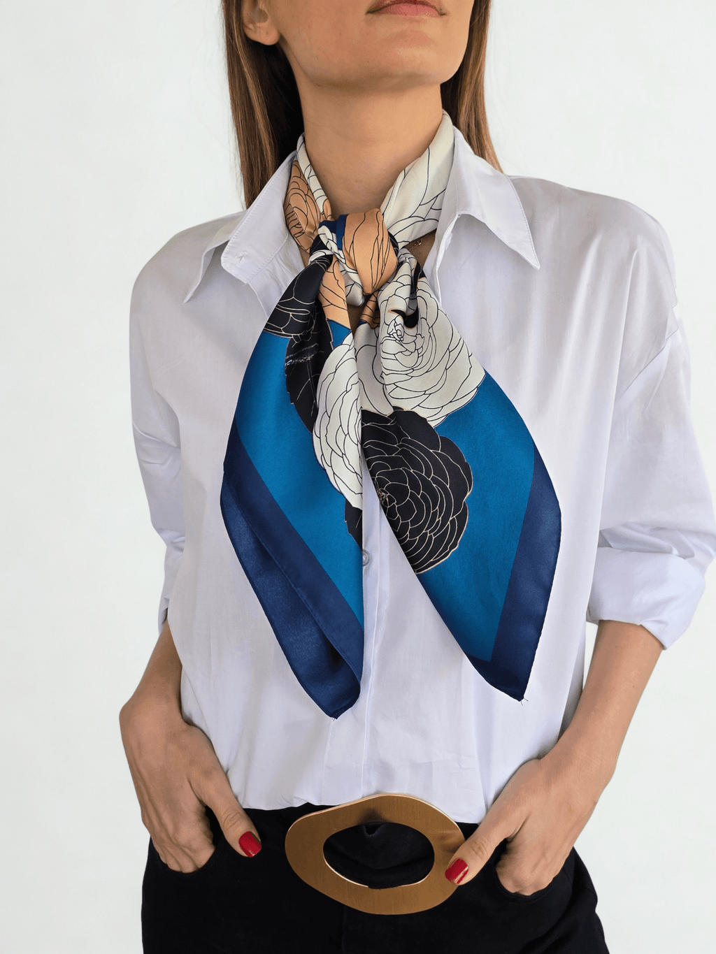 Pañuelo Estampado, orilla Azul