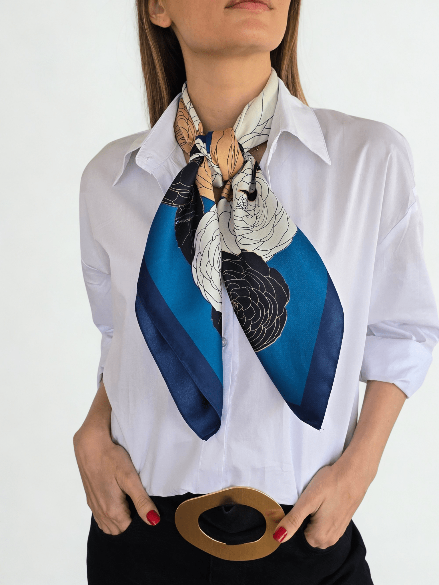Pañuelo Estampado, orilla Azul