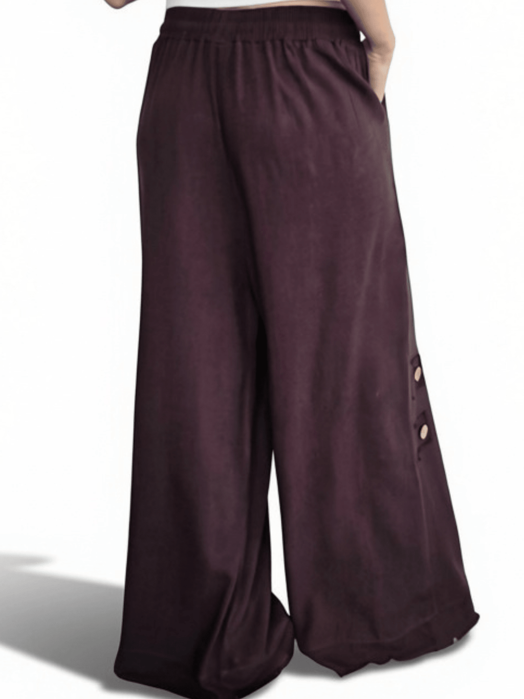 Pantalón con Botones a los Lados, color Chocolate