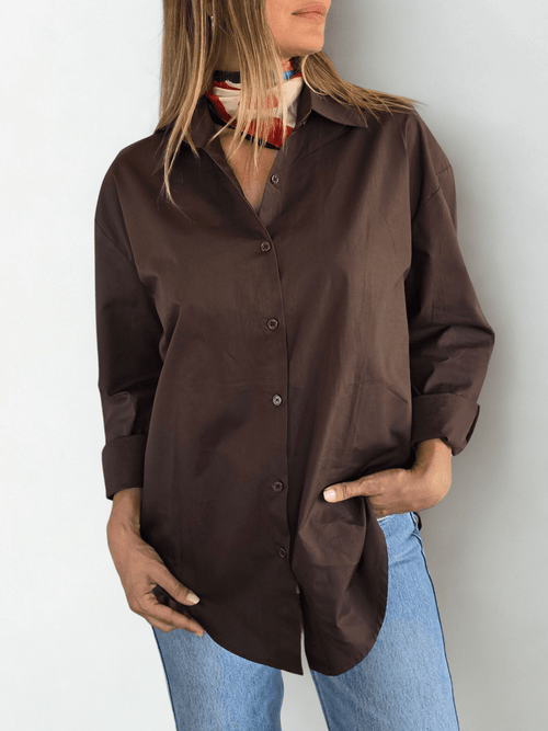 Blusa básica, color Café