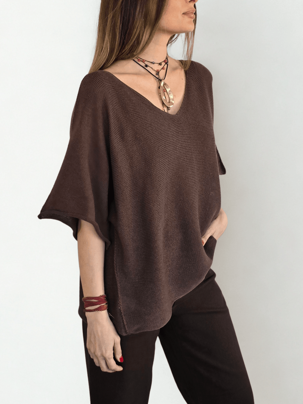 Sweater Italiano Hilo, color Chocolate