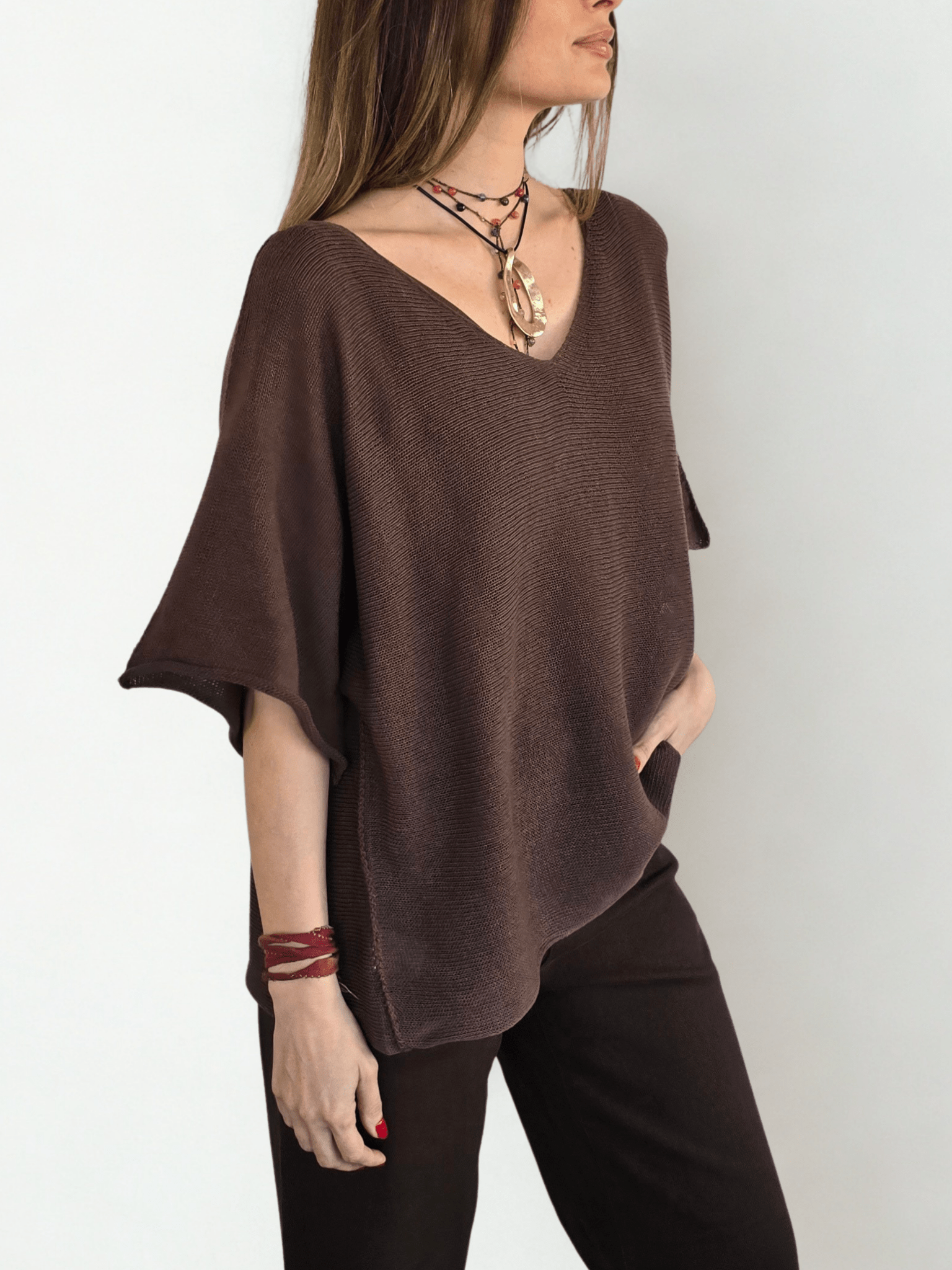 Sweater Italiano Hilo, color Chocolate