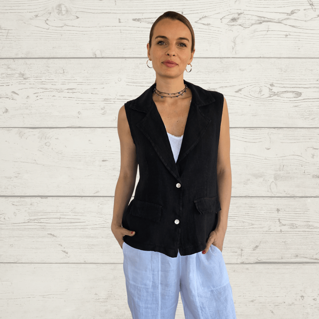 Chaqueta Blazer 1005 Lino Italiano, color Negro