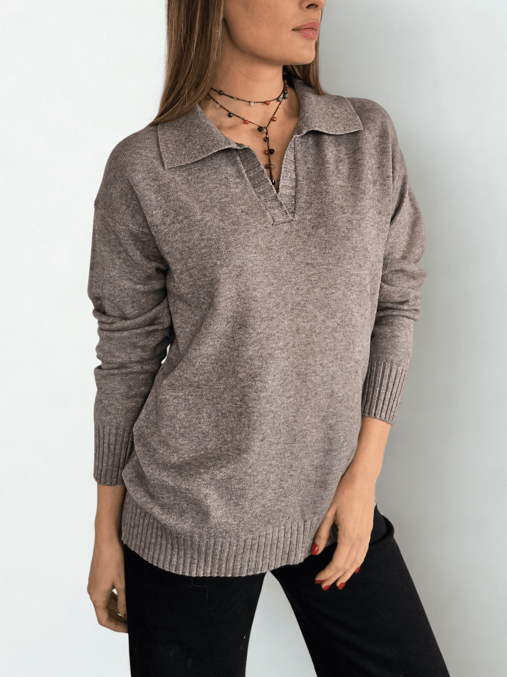 Sweater Con Cuello, color Taupe