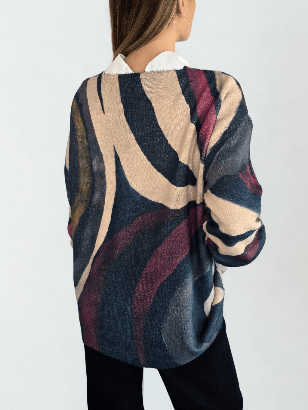 Sweater Estampado, tonos burdeos