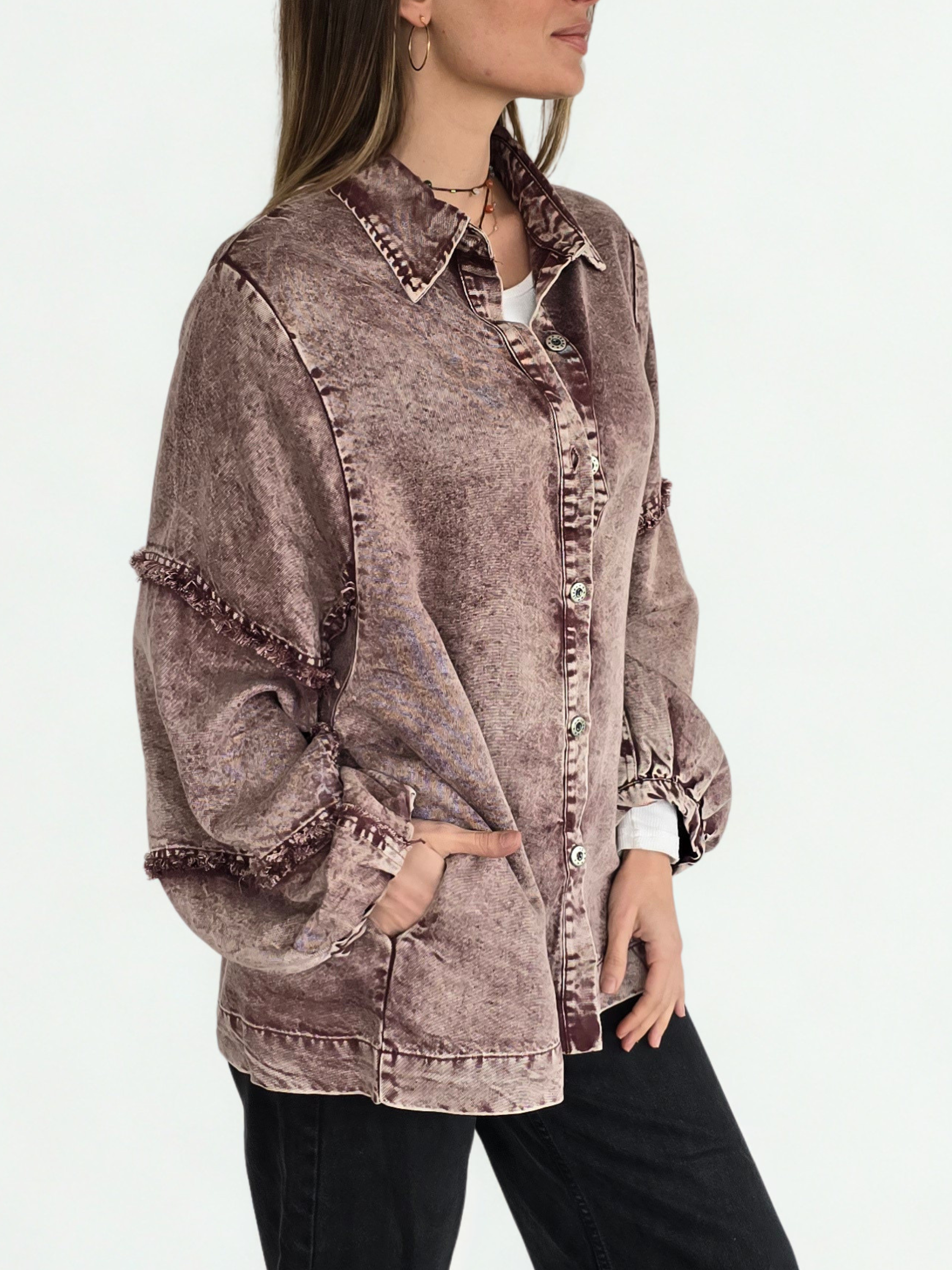 Chaqueta Teñida Delgada, color Guinda