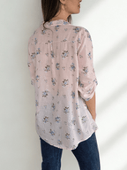 Blusa Italiana Flores, fondo Rosado
