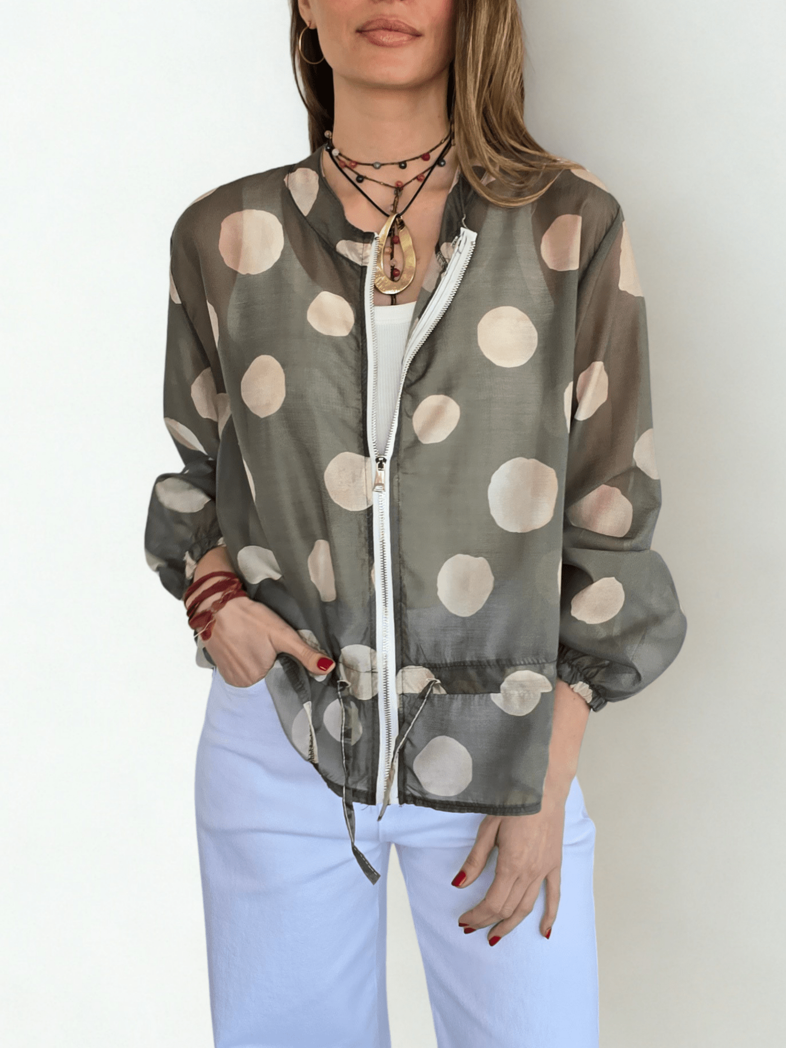 Chaqueta Italiana Lunares, fondo Verde