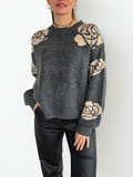 Sweater Flores en las Mangas, color Gris