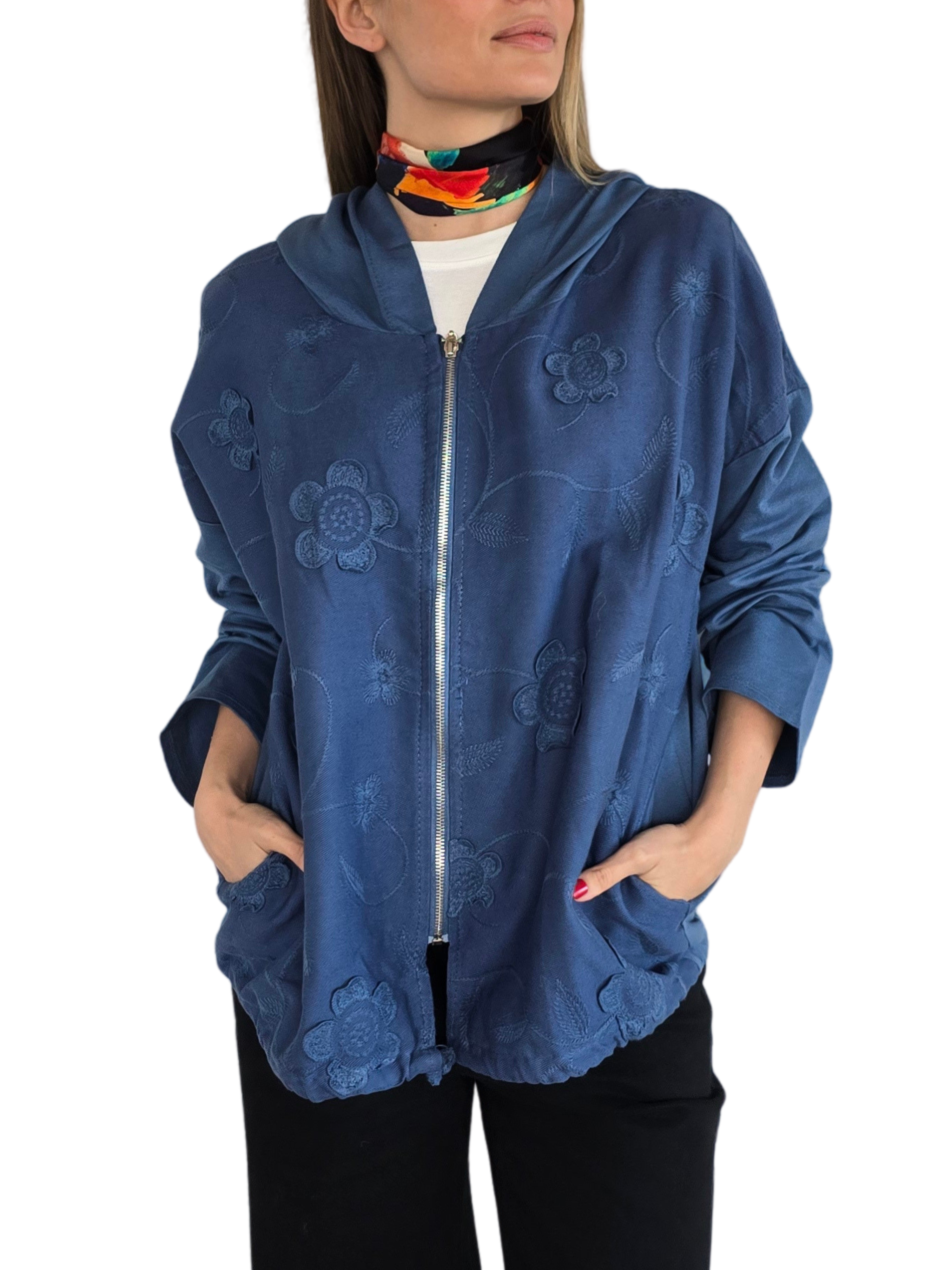 Chaqueta Italiana Bordada, color Azul