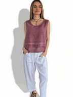 Blusa Italiana dos Texturas, color Guinda