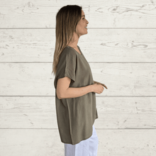 Cargar imagen en el visor de la galería, Blusa básica manga corta, color Verde
