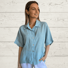 Cargar imagen en el visor de la galería, Blusa 100% Lino Italiano, color Verde Menta
